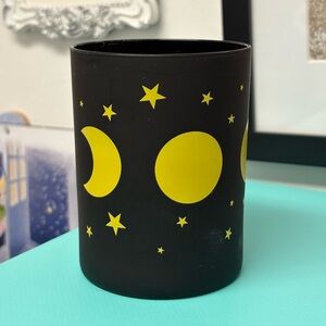 Black and Yellow Moon Glass Cup